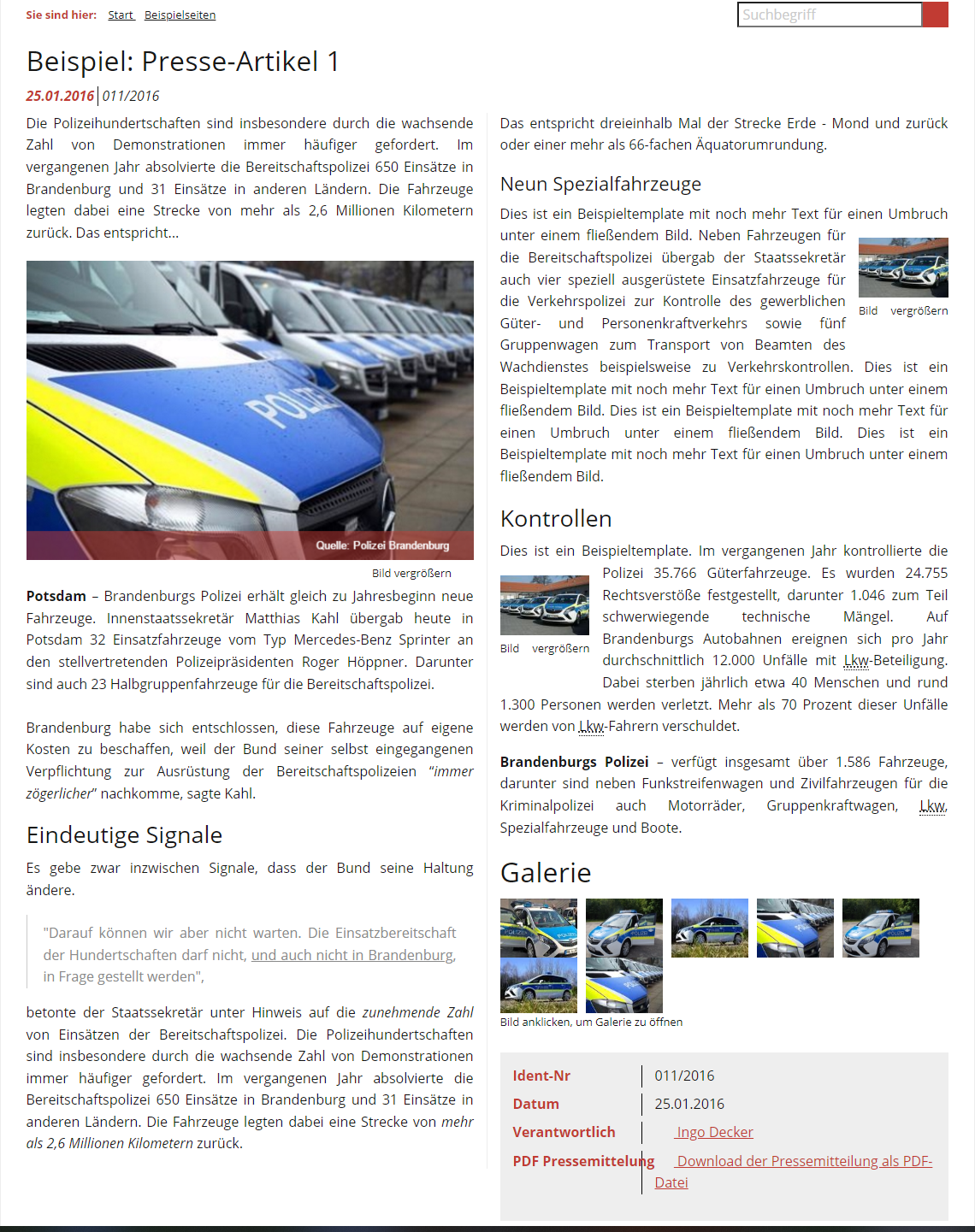 Darstellungsbeispiel für einen Presse-Artikel 1 Darstellungsbeispiel für einen Presse-Artikel 1