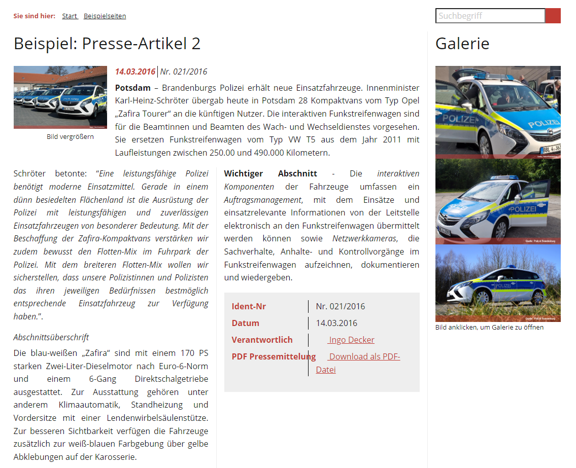 Darstellungsbeispiel für einen Presse-Artikel 2 Darstellungsbeispiel für einen Presse-Artikel 2