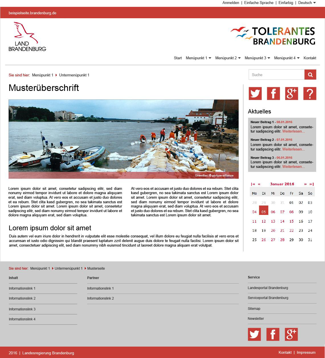 Beispielseite Bild mit Beipspiel einer Styleguidekonformen Webseite